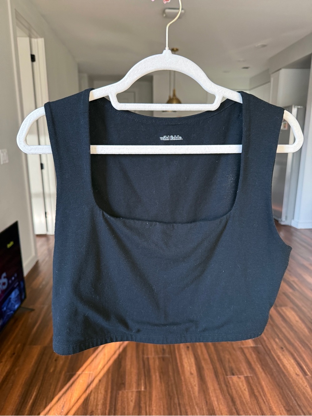 Black Square Neck Crop Top